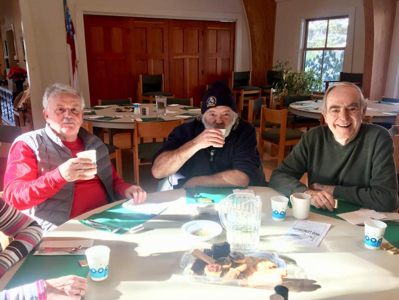 Bruce, Glenn and their father Louis Burnham make the Thursday lunch a family affair at St. Columba’s Episcopal Church on Jan. 18. SUZI THAYER/Boothbay Register