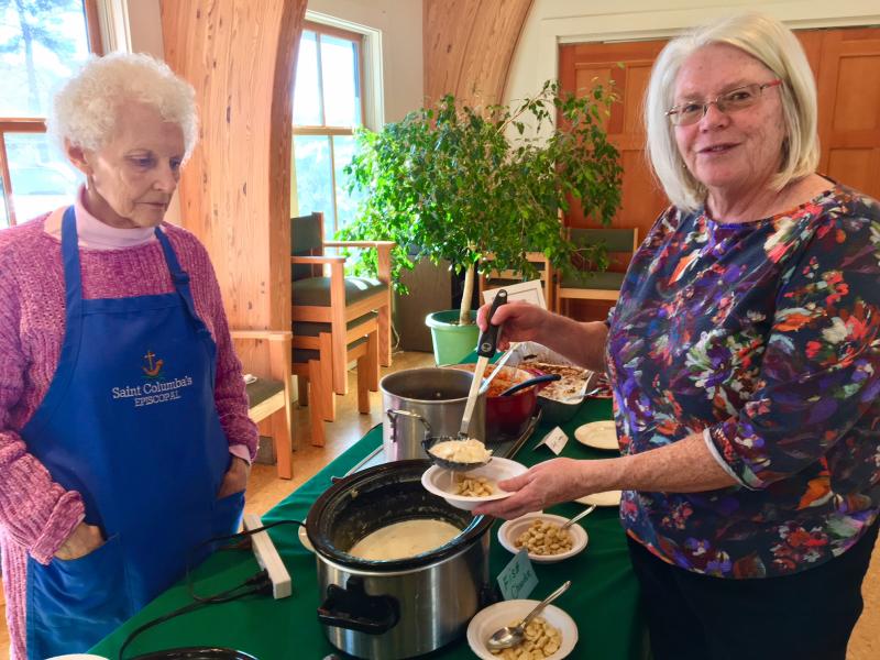 St. Columba’s parishioner Gloria Walter with Susan Page at St. Columba’s Episcopal Church on Jan. 18. SUZI THAYER/Boothbay Register