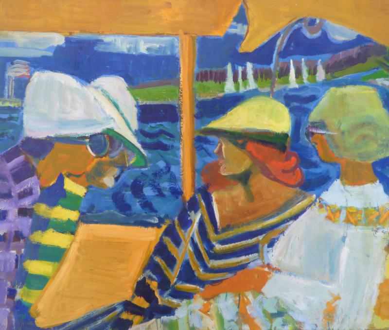 Dorothy Eisner(1906-1984), Boat Trip (1960), oil, 30x36” Maine Art Galleries