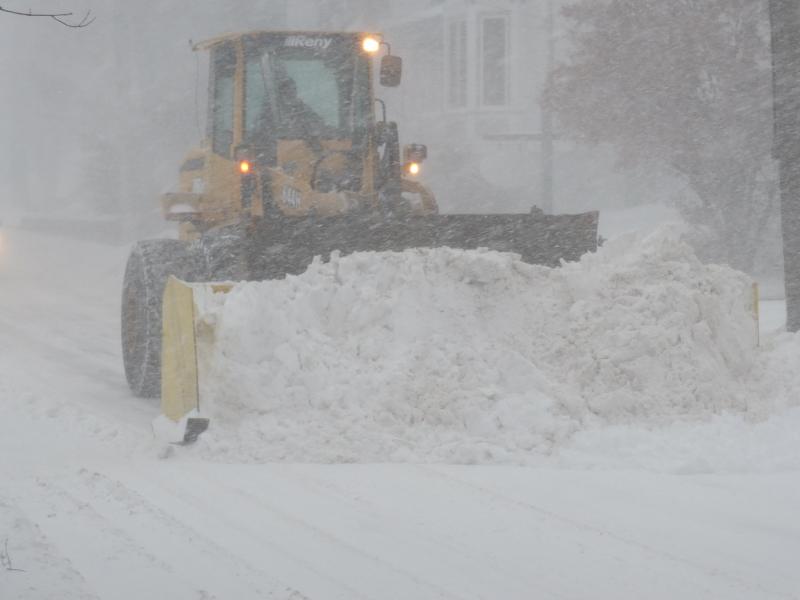 A loader moves snow on Townsend Avenue, Boothbay Harbor, on Thursday afternoon, Jan. 4 during the height of the snowstorm. BILL PEARSON/Boothbay Register