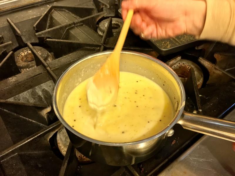 Cheese fondue in the making. SUZI THAYER/Boothbay Register