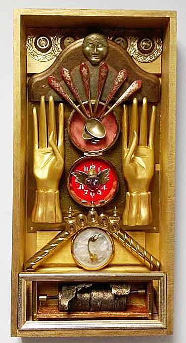 “No More Turning Away.” Mae Billington assemblage art at Green Lion Gallery, Bath. Courtesy of the venue Mae Billington