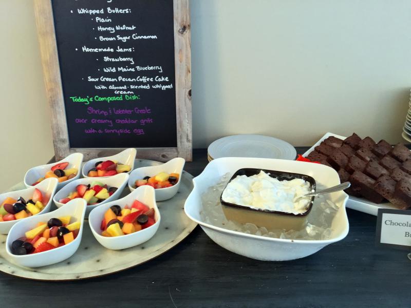 Breakfast buffet items at one of last year’s food pantry fundraiser breakfasts at Topside Inn. File photo