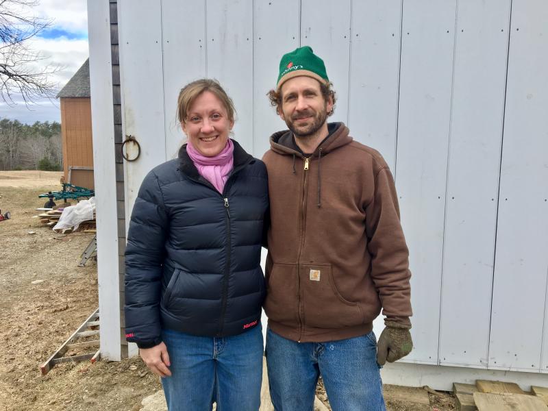 Angie Trombley and Kyle DiPietri at Tarbox Farm on Westport Island. SUZI THAYER/Boothbay Register