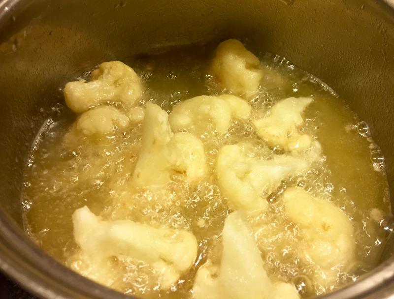 Deep-fried cauliflower in the making. SUZI THAYER/Boothbay Register
