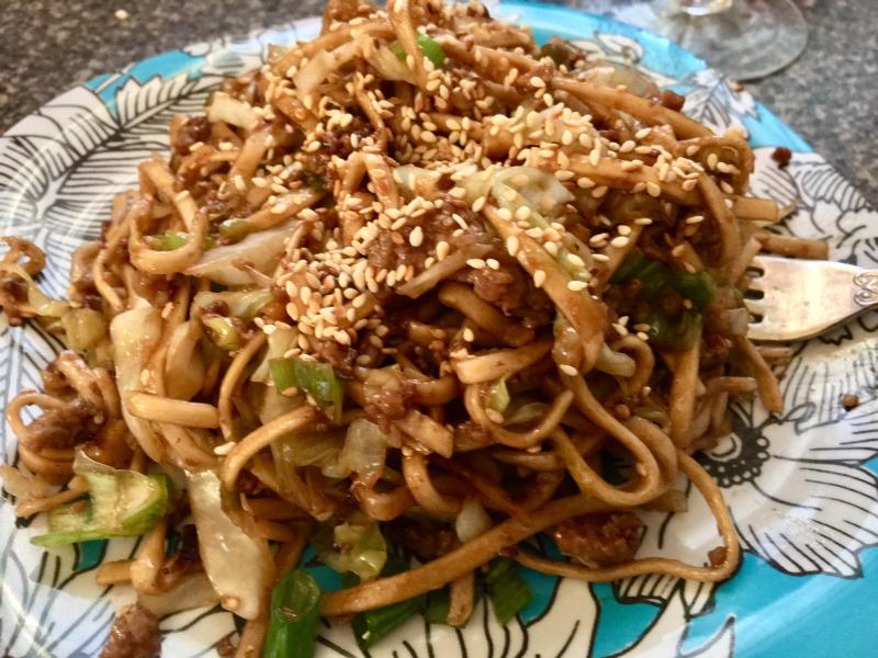 Stir-fried udon with toasted sesame seeds. SUZI THAYER/Boothbay Register
