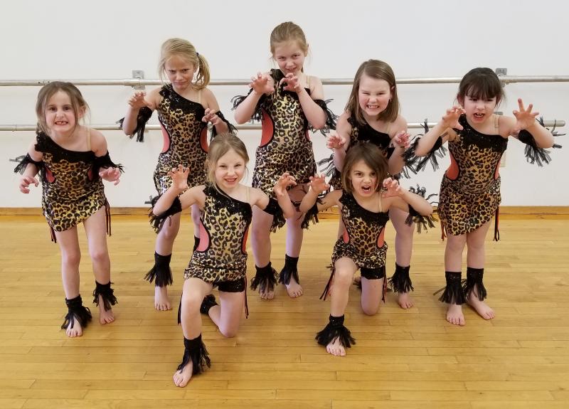 The Beginner Jazz class, one of several groups performing May 11 and 12, will be dancing to "Roar." Pictured from left are, back row: Annie Whitney, Arabella Hodgdon, Alana LaCourse, Sophia Plummer, Samantha Colby; front:Mabel Kaler and Kayla Watts. Courtesy of Melissa Nein
