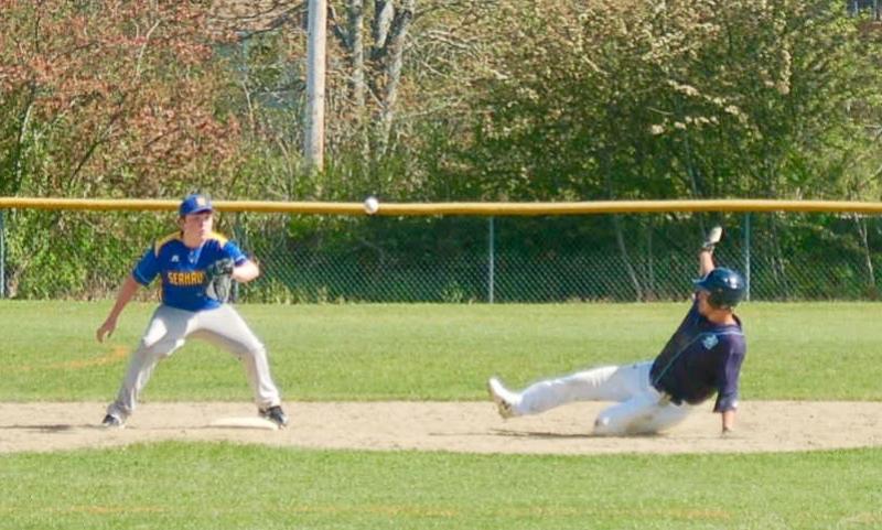 Colby Babcock attempts to throw out a runner. ART MAYERS/Boothbay Register