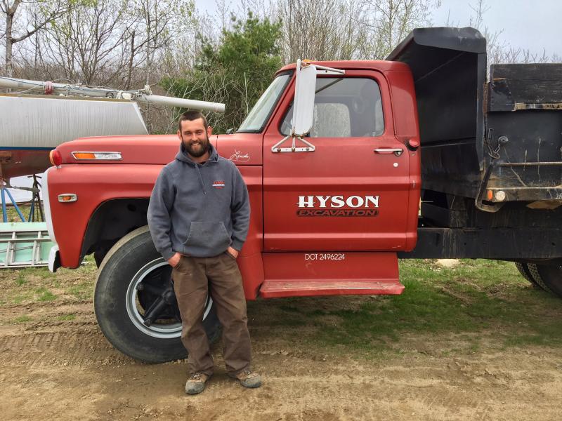 Todd Hyson stands in front of “Lincoln.” SUZI THAYER/Boothbay Register