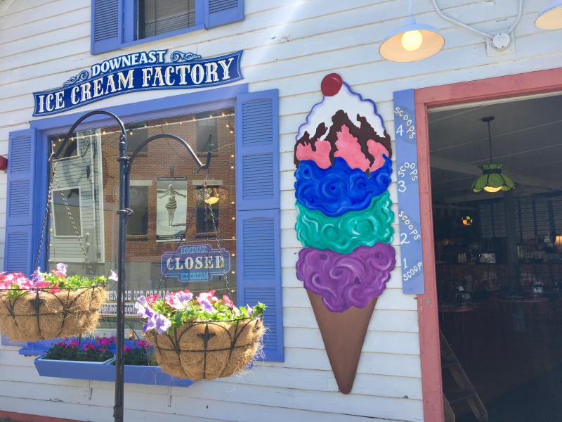 The entrance to the Downeast Ice Cream Factory in Boothbay Harbor. SUZI THAYER/Boothbay Register