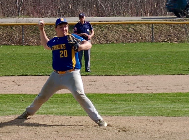 Cameron Crocker on his way to 14 strikeouts. ART MAYERS/Boothbay Register