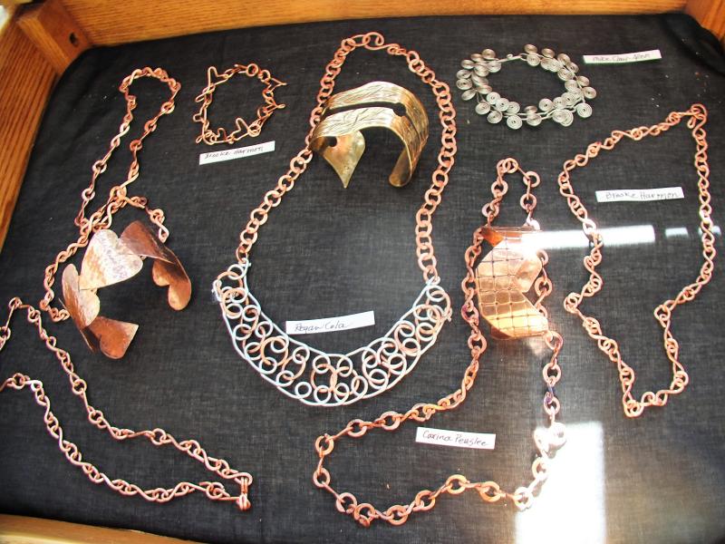 Copper, brass jewelry by Boothbay Region High School students.