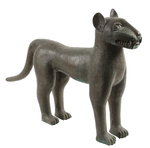 Benin bronze standing leopard sculpture. Courtesy photo