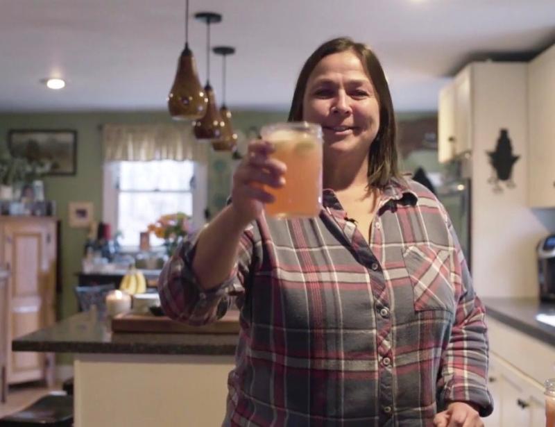 Lisa Hallinan raises a glass of her favorite pink cocktail, a pomegranate margarita, to her adoring fans. Courtesy of Maine Spirits