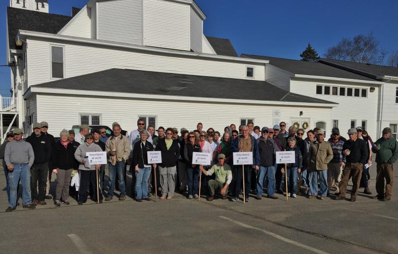 Between 50 and 60 volunteers show up Saturday, May 5, by 7:30 a.m. to get organized into groups and start their day of Rebuilding Together. Courtesy of Ann Sutter
