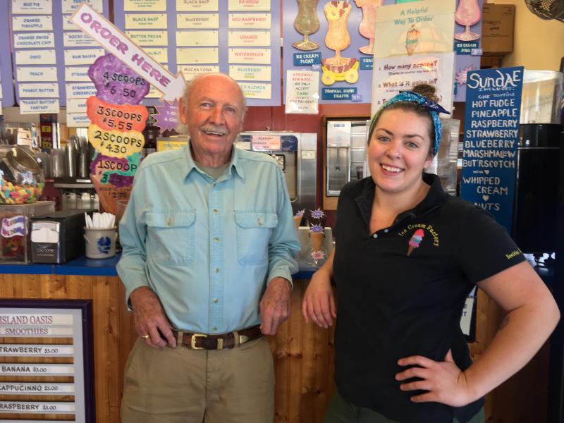 Alden, or Al, Greene with his manager of 11 years, Morgan Bredeau. SUZI THAYER/Boothbay Register