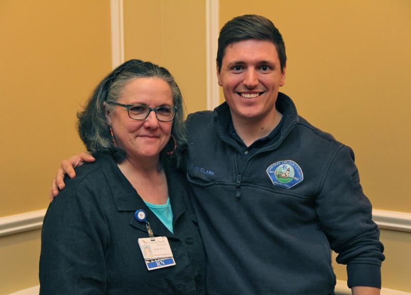 LincolnHealth’s Emergency Department is raising funds for scholarships during National Emergency Medical Services (EMS) Week, May 20-26. The first-ever LincolnHealth Emergency Department EMS Scholarship Award recipient Devan Clark (right), who is now a licensed paramedic in Lincoln County, with LincolnHealth emergency department nurse Paula Quintal Sprague, RN. Courtesy of LincolnHealth