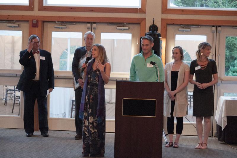Anya and Dick Reid of the Thistle Inn accepting the Excellence in Entrepreneurship Award. Courtesy of Sara Moore