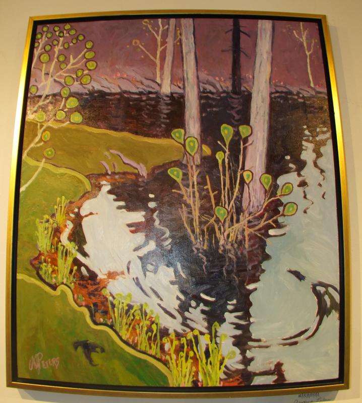 Andrea Peters: “Signs of Spring,” 24” x 25” in oil. Andrea Peters