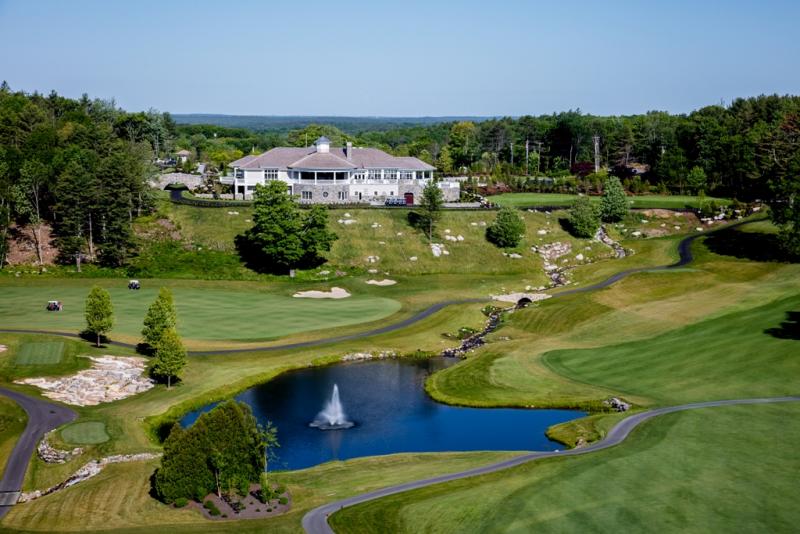 An aerial view of the Boothbay Harbor Country Club club house and course. Courtesy of Boothbay Harbor Country Club