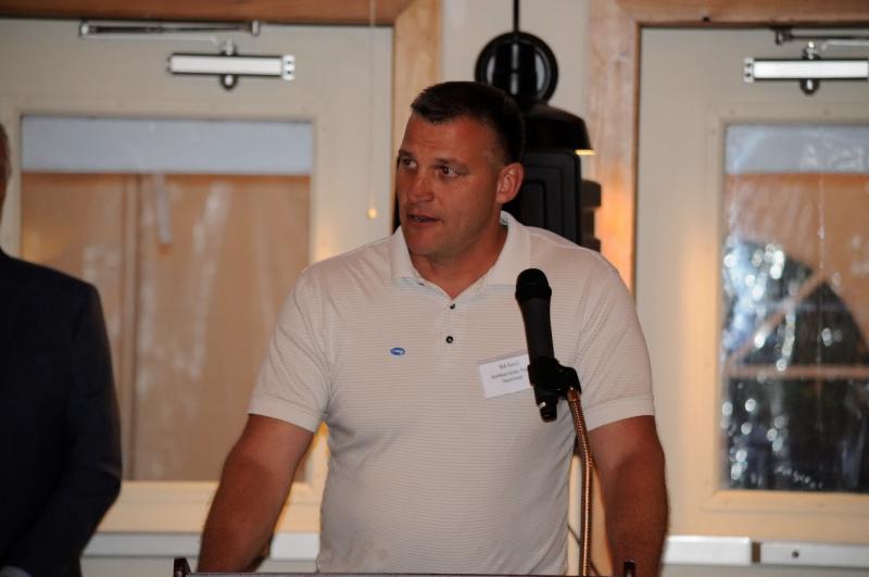 Boothbay Harbor Police Chief Bob Hasch says a few words after receiving the Lifetime Service Award. Courtesy of Sara Moore