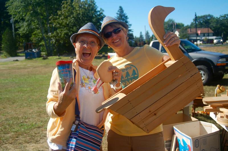 Karen Pritchard and Julie Degenhardt look for bargains. ART MAYERS/Boothbay Register