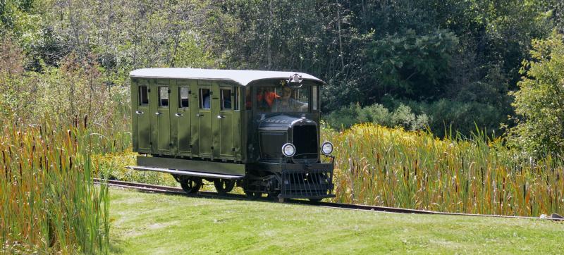The Sandy River & Rangeley Lakes Rail Bus will be operating along with two steam engines and some of the Museum’s most prized historic passenger coaches at the Museum’s inaugural Railfan Day on Saturday, Aug. 4. Bob Crink photo