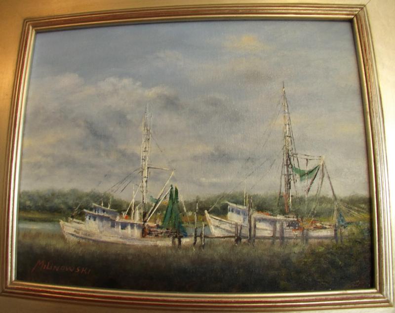 “Two Shrimpers” 11” x 14” oil - Roger Milinowski Roger Milinowski
