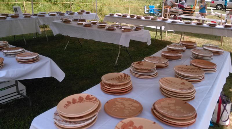 More than 500 unique plates made by salad days artist-in-residence Christina Bendo were being selected and used by guests. JANE CARPENTER/Wiscasset Newspaper