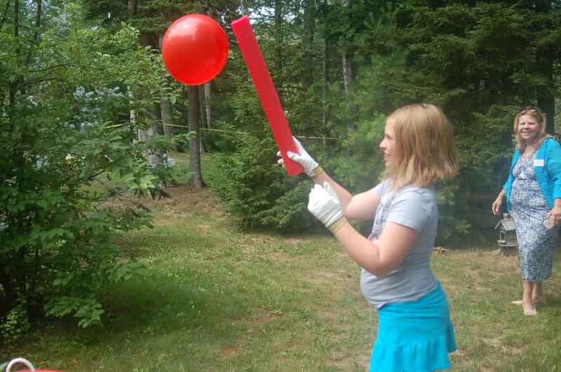 Addie Barter bats a balloon. ART MAYERS/Boothbay Register