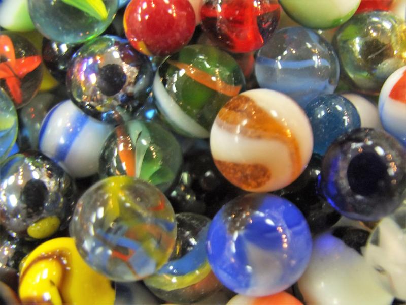A sampling of some of the marbles at Boothbay Harbor Framers & Gallery a dozen of which come with every purchase of a Got All Your Marbles? piece of jewelry. LISA KRISTOFF/Boothbay Register