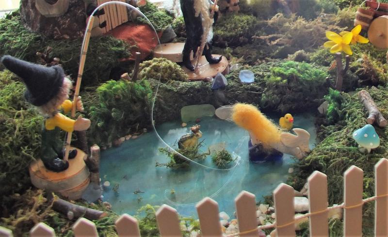 Every day’s a fine day for fishin’ in Wog Hollow, imagined and created by Cecile Clifford. Cecile Clifford