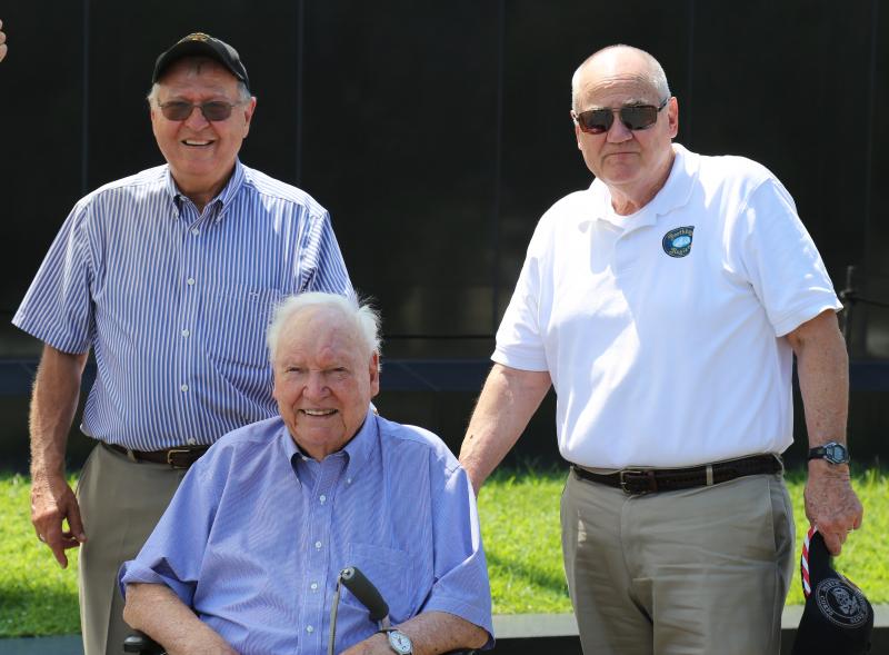 John Druce with Jim Singer, left, and Joe Gelarden at the Iwo Jima Memorial in Washington, D.C. Courtesy of Jim Singer