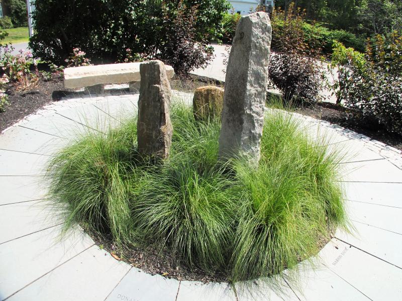 The stone wheel of the Memorial Garden. Some of the stones have been engraved by Bob Williams, with the names of people's loved ones now departed. LISA KRISTOFF/Boothbay Register
