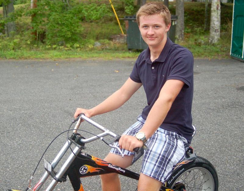 Nate Rideout scores a new bike. ART MAYERS/Boothbay Register