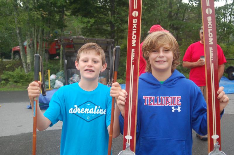 Luke and Blake Donelon get skis. ART MAYERS/Boothbay Register