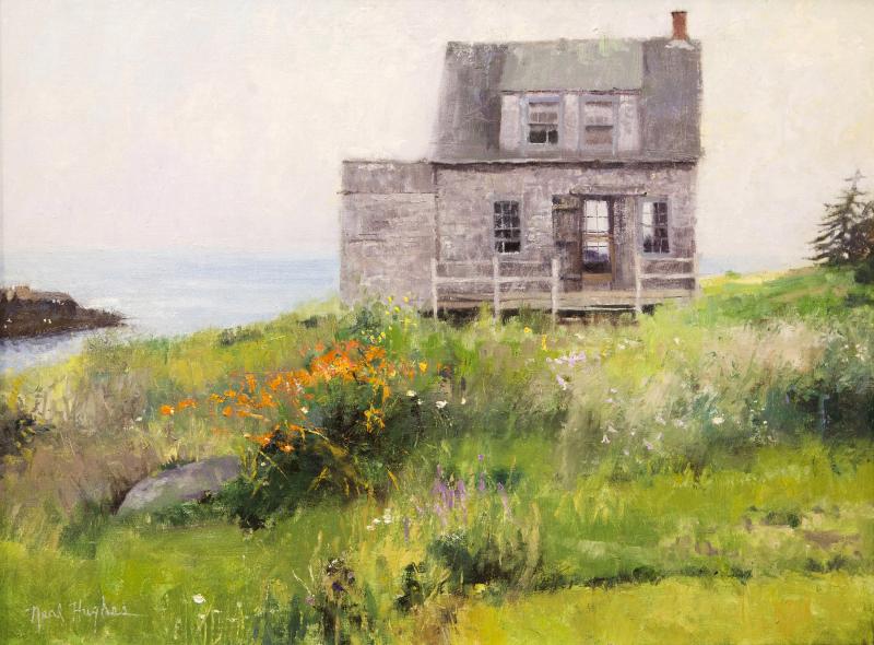 “Island Cottage” is one of 11 new paintings by Neal Hughes at the Sylvan Gallery, Wiscasset. Courtesy of the venue Neal Hughes