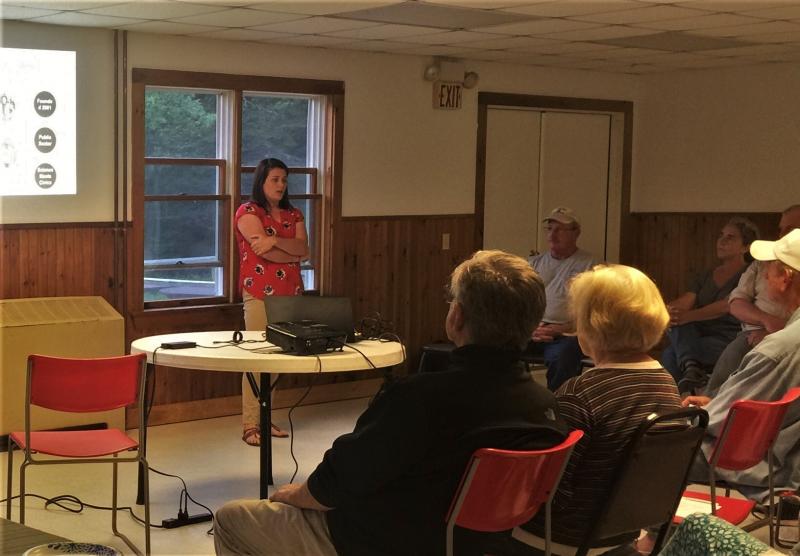 FB Environmental Associates project manager Laura Diemer explains the level of water degradation and what property and home owners can do to curb it. JOSEPH CHARPENTIER/Boothbay Register