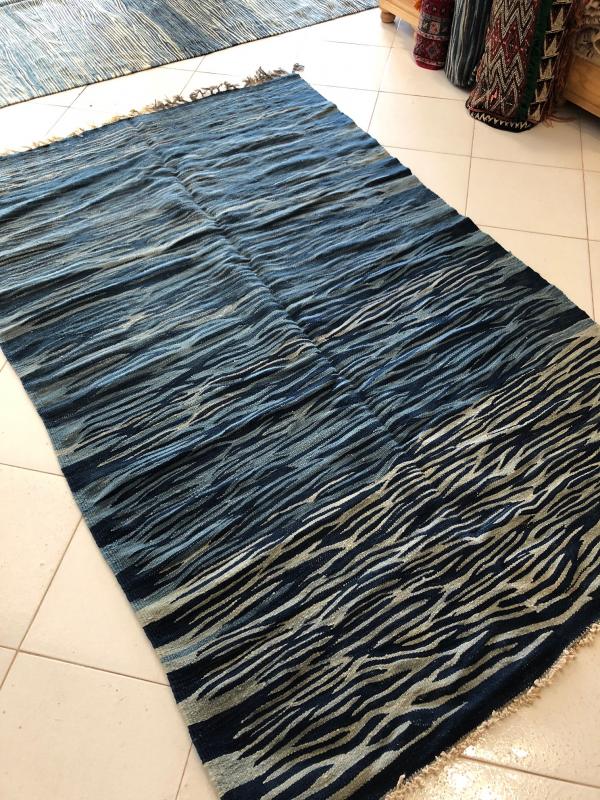“Blue Wave” - an example of an Ait Ouaouzguite carpet. See it at Gleason Fine Art in Boothbay Harbor. Courtesy of Kathleen Jones