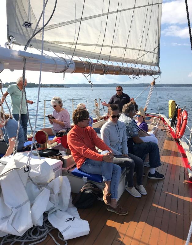 The passengers on Eastwind during a recent trip around Ram Island. KELLIE BIGOS/Boothbay Register