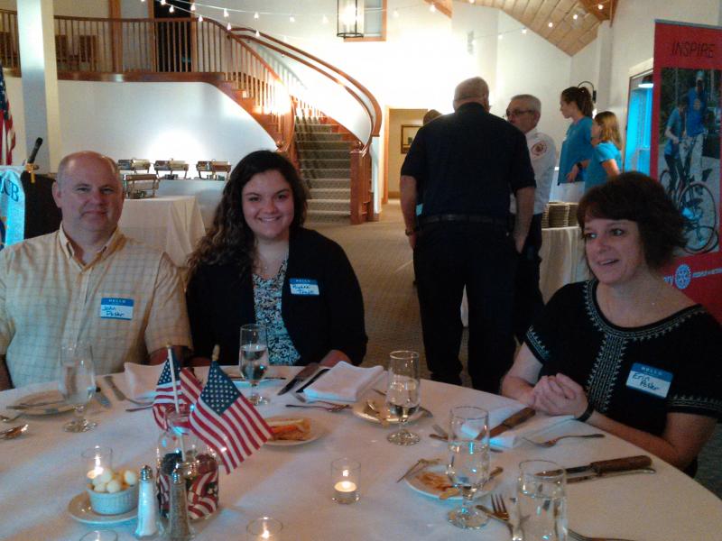 John Potter, Ryann Trask and Erin Potter are honored at the Hometown Heroes dinner. JANE CARPENTER/Boothbay Register