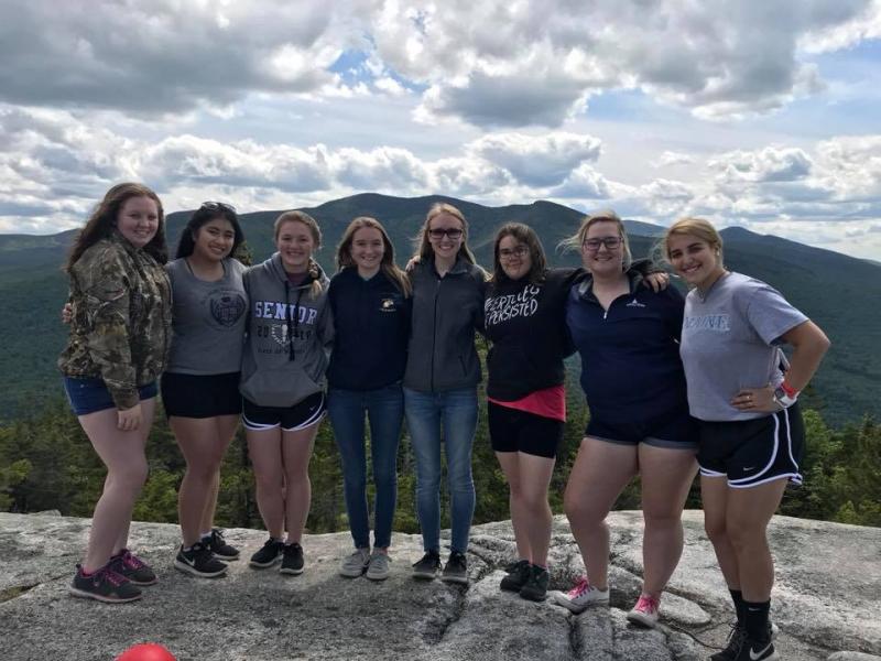 Members of the BRHS Class of 2018 on a mountain in New Hampshire. Photo courtesy of Tom Dewey Project Graduation, Boothbay Region High School, education, Class of 2019