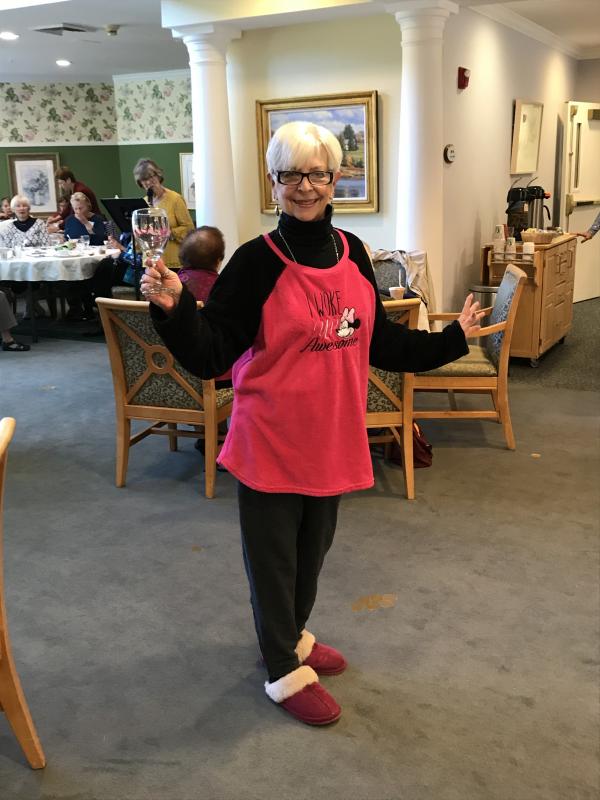Nancy Case, “Relaxing with a Glass of Wine.” KELLIE BIGOS/Boothbay Register