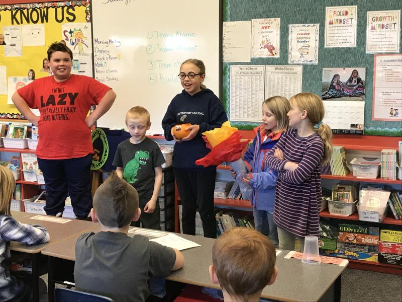 Team 1. From left are Brian Abbe, Duncan Scott, Sage Wickline, Mabel Kaler and Georgia Griffin. KELLIE BIGOS/Boothbay Register