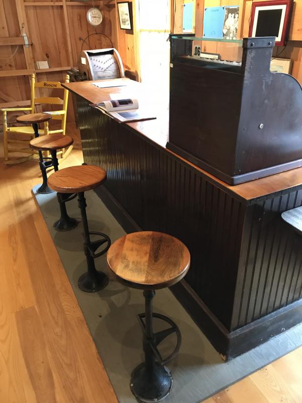 Soda fountain seats at “the Alley.” KELLIE BIGOS/Boothbay Register