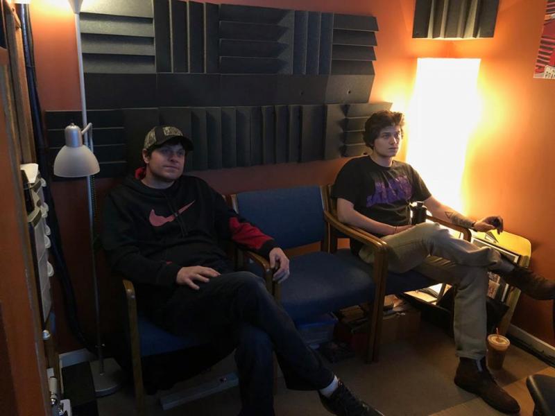 Chris Muccino, left and Torin take a break during the recording of “For The Times,” Torin’s first CD released earlier this month. Courtesy photo Chris and Torin Muccino