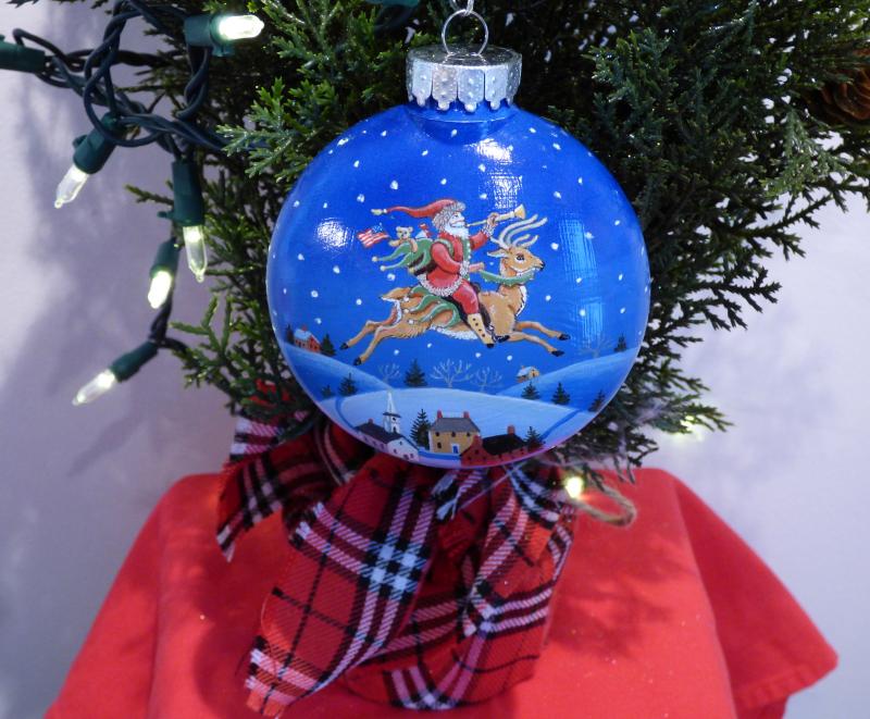 Ed Parker, Happy Holidays, acrylic, 4” double sided ornament ... wouldn’t it look merry on your Christmas tree? See this ornament, and others, at Art for the Holidays. Courtesy of the gallery Ed Parker