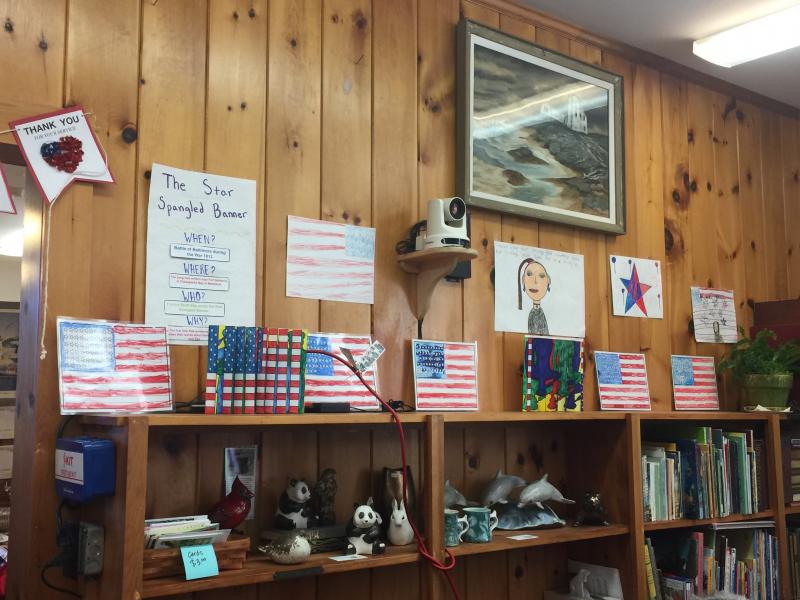 More art work from the Southport School students decorated the Southport Library for its Veterans Day Observance. Helen Meserve photo