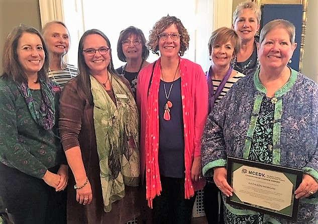 New Hope for Women’s board of directors celebrate Kathleen Morgan’s Champion of Change award from Maine Coalition to End Domestic Violence. From left are Diane Norton, Pat Aboud, Francine Garland Stark of MCEDV, Cyndi Ostrowski, Anne Conners, Sue Norton, Vera Roberts and Kathleen Morgan. Courtesy photo
