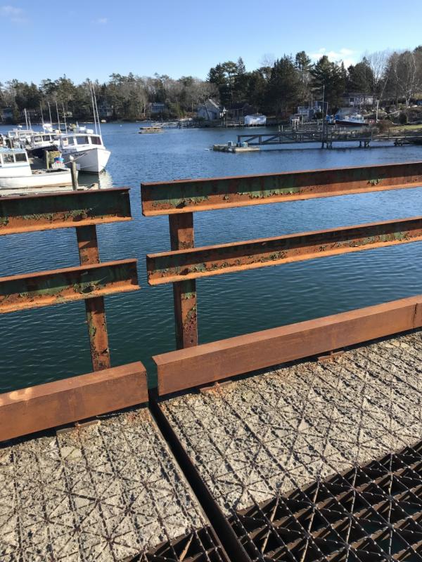 Where pedestrians walk over Thompsons Bridge. KELLIE BIGOS/Boothbay Register